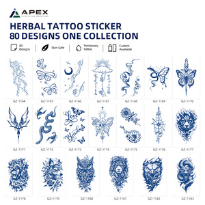 Pegatinas de Tatuajes Herbales Semipermanentes, 80 Diseños, 110x180mm, Venta al por Mayor - Product Image 5