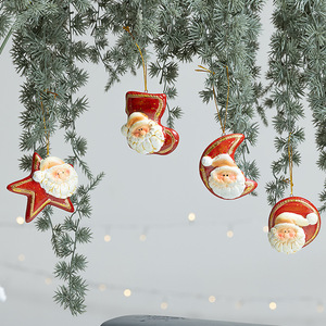 Navidad pintada cerámica roja Papá Noel colgante estilo Vintage árbol <span class=keywords><strong>de</strong></span> Navidad decoración <span class=keywords><strong>de</strong></span> cerámica - Product Image 1