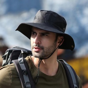 Men's Fisherman Hat Wide Brim Sun Protection Breathable Outdoor Fishing Cap Dark Gray - Product Image 3