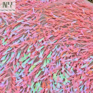 Nanyee Textiel 40Mm Lange Loper Baby Roze Kegel Geborduurde Gestreepte Pailletten Stof