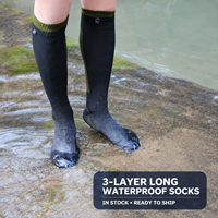 Chaussettes de sport imperméables à trois couches, hauteur genou, respirantes, pour la randonnée, la chasse, la pêche, étiquette privée, OEM, vente en gros