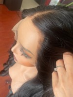 Perruque juive de luxe en cheveux russes vierges Remy 100 % non traités, noirs naturels, avec dentelle invisible et sans colle, pour femmes