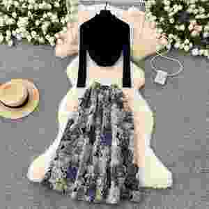 Ensemble décontracté 2 pièces pour femme : haut et jupe tricotée taille haute – Vente en gros - Product Image 3