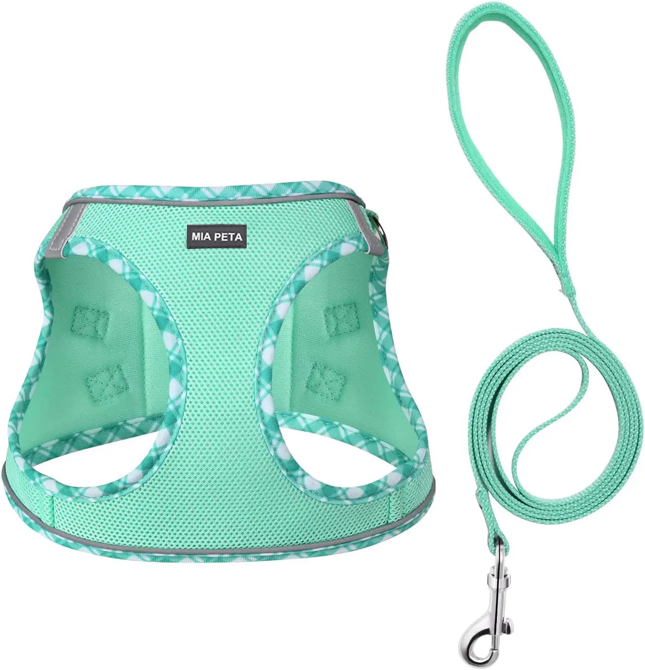 No Pull Adjustable Reflective Puppy AIR MESH Harness leash set with Padded Vest for Extra-Small/Small Medium Large Dogs and Cats