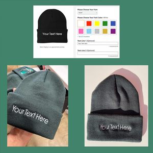 Custom Embroidered Beanie Ski Cap Personalized Text Winter Knit <b>Hat</b> Keep Warm Breathable Polyester Cotton - Product Image 5