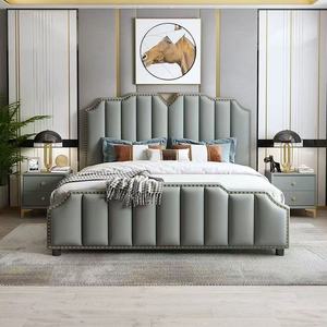 Muebles <span class=keywords><strong>de</strong></span> Dormitorio <span class=keywords><strong>de</strong></span> Diseño Moderno y Lujoso, <span class=keywords><strong>Cama</strong></span> King Size Multifuncional <span class=keywords><strong>de</strong></span> Color Blanco Puro, Ajustable, con Respaldo Alto, Tapizada en Tela y Cuero - Product Image 3