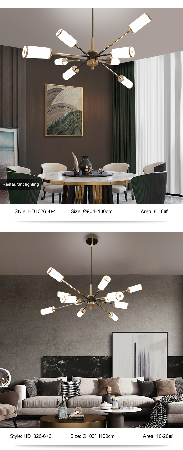 Modern Style Decoration Living Room 60W 80W 120W Modern Gold LED Chandelier Lamp