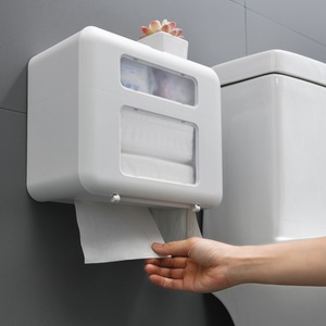 <b>Wall</b> Mounted Tissue <b>Box</b> Toilet Paper Holder Waterproof Rectangular Multipurpose Bathroom Storage White - Product Image 4