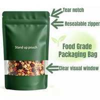 Sachet d'emballage alimentaire personnalisé avec logo couleur, résistant à l'humidité, en plastique recyclable, avec fermeture éclair et encoche de déchirement pour aliments