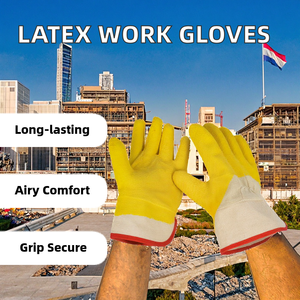 High Quality Durable Breathable Latex Work <b>Gloves</b> Pleated Coating Non-Slip <b>Moisture</b>-Proof and Fireproof-for Safety Wholesale - Product Image 2