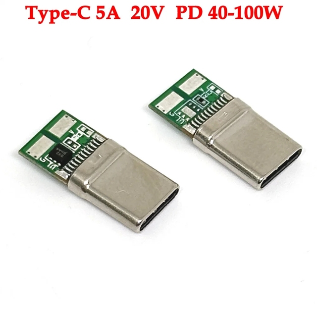 5A 20V USB 3.1 Type C Male Plug Female Socket 6Pin With E-marker chip Connector with PCB Board PD 40W-100W Test Module