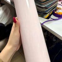 Film adhésif en vinyle PET effet fibre de carbone ultra brillant, rose pâle, résistant aux UV, en PVC, pour protection et changement de couleur de voiture