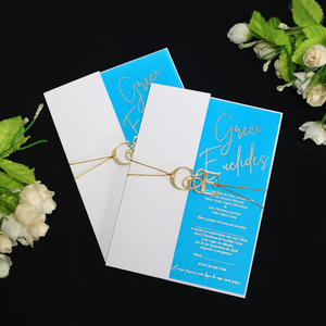 Hiện đại tùy chỉnh rõ ràng powderblue tem nóng Acrylic mời với vàng chuỗi vàng gương tên viết tắt tag trắng Áo khoác phong bì - Product Image 5