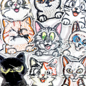 漫画猫パッチ刺繍子猫バッジかわいい動物アイロン接着ステッカー覗き見猫アップリケ子供服ジャケット装飾用 - Product Image 3