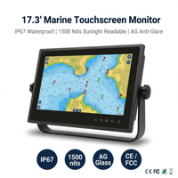 Écran industriel marin 4K UHD de 17,3 pouces, affichage pour bateau de pêche étanche IP67, 3840x2160 avec contrôle de luminosité à accès rapide