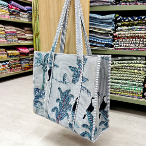 Sac fourre-tout léger personnalisé GANPATI ENTERPRISES pour femme, en velours gris imprimé, style bohème vintage, toutes saisons, idéal pour les voyages - Product Image 1