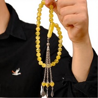 Glowin Fashion - Perles de prière islamiques en résine ambre de haute qualité, faites à la main, écologiques, Tasbih, cadeaux de l'Aïd, ARTWORK MAESTRO