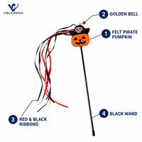 Baguette interactive pour chat Halloween avec ruban citrouille pirate et clochette, jouet pour chaton