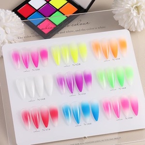 Paleta de Polvos Pigmentados para Uñas, 9 Colores Sólidos, Polvo de Uñas Neón Fluorescente, Brillo para Uñas con Efecto Aura - Product Image 4