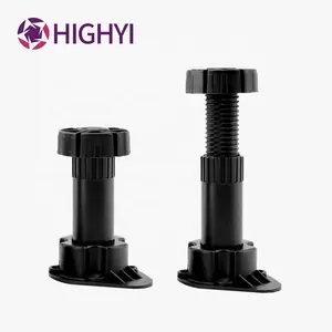 HIGHYI Kitchen Plastic Furniture Legs Office Desk Heavy Duty Leveling Feet Height Adjustable Table Leg Black Cabinet Leg