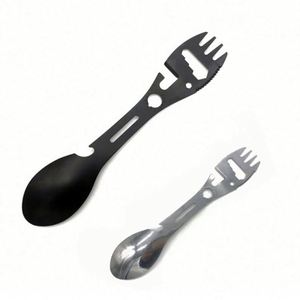 Fourchette-cuillère multifonction en acier inoxydable avec ouvre-bouteille, sérigraphiée, ustensile de camping personnalisé, promotionnel, pour usage extérieur - Product Image 1