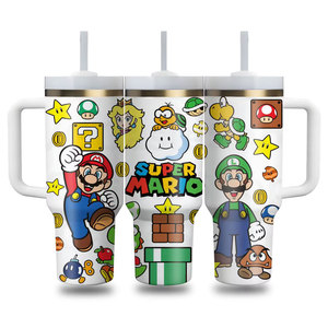 Customized Cartoon Mariobrosed Tumbler Double Wall Metal Vacuum Straw Flask Travel Coffee Mugs Thermal Cup with Gift <b>Box</b> - Product Image 3