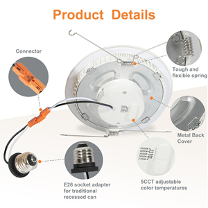 Mịn 6 inch Dimmable lõm có thể đèn tp24 E26 kết nối trang bị thêm <span class=keywords><strong>Led</strong></span> Downlight cho trần - Product Image 4
