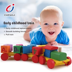 아기 알파벳 교육 블록 정렬 쌓기 모양 컬러 나무 장난감 기차 - Product Image 4
