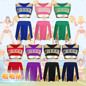 Cheerleading Uniforms Set <b>Glitter</b> Print 100 Polyester Short Skirt Performance Outfits For Women Spring 2025 - Product Image 1