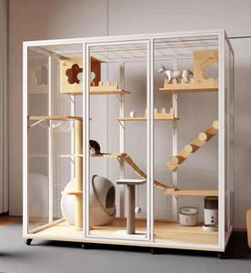 Moderne weiße modische Katzen villa Leichter Aluminium rahmen mit Rollen Massivholz Atmungsaktives <span class=keywords><strong>Indoor</strong></span> Pet Climbing <span class=keywords><strong>House</strong></span> - Product Image 1