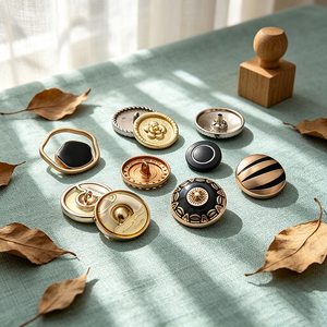 Boutons de couture ronds en alliage de zinc écologique avec logo personnalisé pour vêtements de mode - Product Image 2