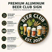 Panneaux en aluminium personnalisés avec logo, style antique/moderne, pour brasserie, bar, marque, impression UV en relief, imperméables, écologiques