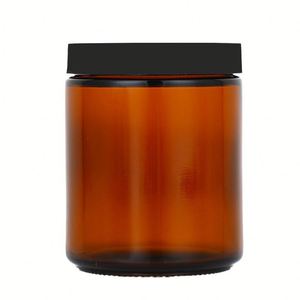 2oz 3oz 8oz 17oz 500ml boca ancha personalizado cara cuerpo vacío crema cosmética ámbar tarro de vidrio con tapa negra dorada y plateada - Product Image 1