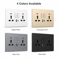 Prise de courant standard britannique 16A avec double prise USB Type-C, prise murale blanche universelle 3 broches