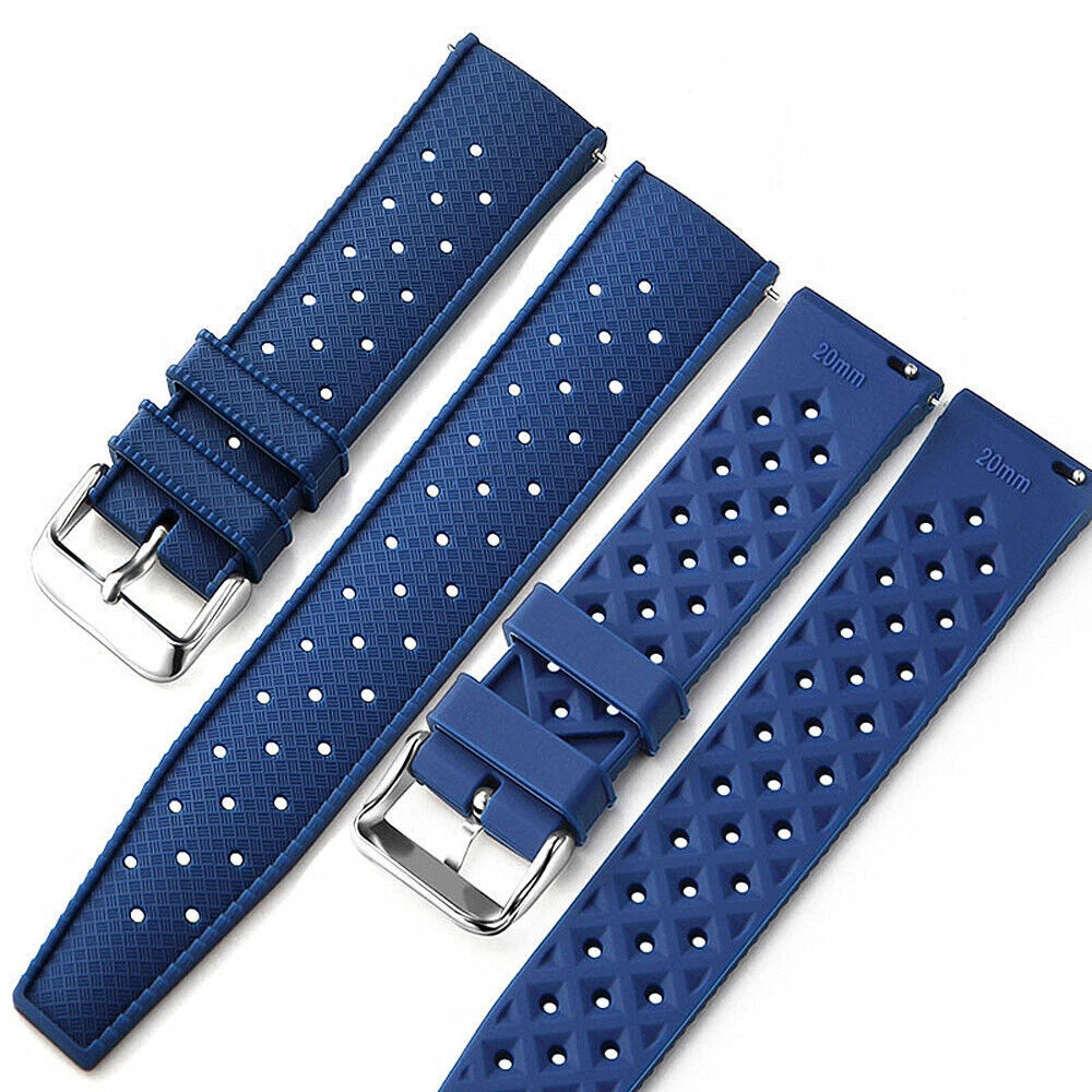 Upro Factory Supply Waterproof Blue Watch Band 18mm 20mm 22mm Quick Release Tropic Rubber Strap Sport Diving Wristband Bracelet