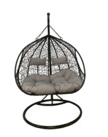 Daijia Chine Vente en gros Extérieur Rotin rond balançoire Double Sear Oeuf Chaise