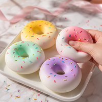 Jouet à presser en forme de donut, doux, à remontée lente, anti-stress, avec dégradé arc-en-ciel et paillettes, pour filles et garçons