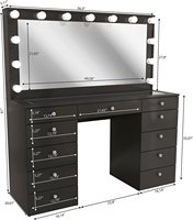 Coiffeuse moderne 2026 avec miroir et tiroirs, bureau de maquillage en bois pour chambre de fille