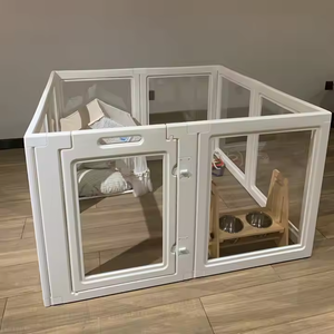 Clôture pour animaux de compagnie en plastique acrylique motif solide intérieur sûr et facile à assembler pour petits et moyens chiots chiens au design moderne parc pour chiens - Product Image 1