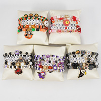 Set de Pulseras de Cuentas de Halloween, Pulseras de Varias Capas con Dijes de Calabaza, Fantasma y Araña, Set de Joyería de Moda