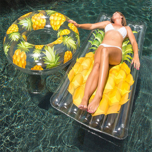Pineapple Inflatable Floating Raft 182.9x88.9cm Transparent PVC Adult Swim Ring Water Lounger - Product Image 2