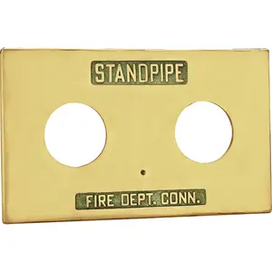 15*9 polished brass 2 HOLES Square Auto Spkr/Standpipe FDC Plate for fire department connections in brass or chrome plated