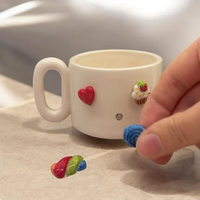 Tasse à café en porcelaine magnétique avec breloques interchangeables sur le thème des bonbons, faite à la main, 145 ml (5 oz), anti-fuite, personnalisable, pour la rentrée scolaire