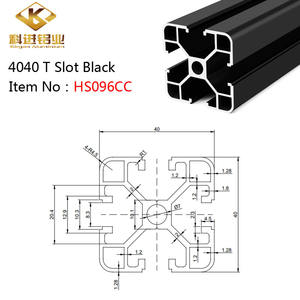 Norme européenne 4040 <span class=keywords><strong>profilé</strong></span> en alliage d'aluminium industriel <span class=keywords><strong>noir</strong></span> <span class=keywords><strong>40x40</strong></span> cadre équipement vitrine <span class=keywords><strong>profilé</strong></span> en aluminium support HS096CC - Product Image 2