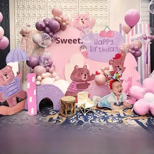 ベビー誕生日シーンレイアウトデコレーション手描き風満月パーティー男の子女の子100日ベアハッピー100日バルーン - Product Image 2