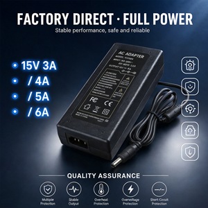 Laptop Power Supply 15V 3A 45W DC Regulated <b>Switching</b> <b>Adapter</b> With Heat Sink Multiple Protections Black - Product Image 4