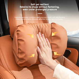 Reposacabezas y Almohada de Soporte Lumbar de Cuero Artificial para Asiento de Coche, Ventilación <span class=keywords><strong>Suave</strong></span> y Lujosa con Accesorios de Soporte para Cuello y Espalda - Product Image 3