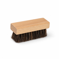 Brosse de nettoyage et de polissage rectangulaire en bois de hêtre et crin de cheval pour chaussures et bottes en cuir, pour dépoussiérage et brillance
