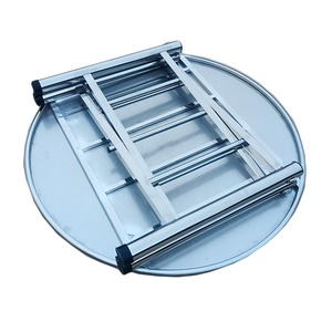 Tavolo Rotondo in Acciaio Inossidabile per Patio, Tavolo Smontabile per Pranzo e Relax all'Aperto, per Giardino, Bordo Piscina, Eventi, Feste e Matrimoni - Product Image 3