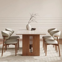 Ensemble de table à manger moderne de luxe, table rectangulaire en pierre frittée pour salle à manger, ensemble de table à manger 6 places